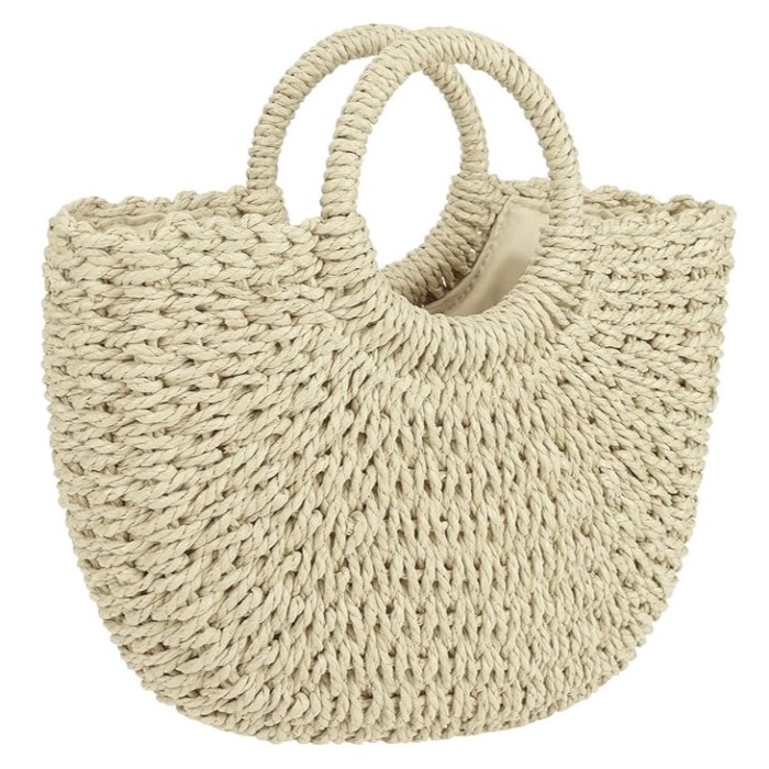 Sac de plage en paille tissée
